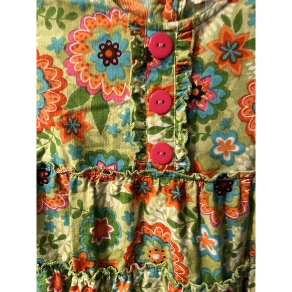 Sweetdil Girls dress Size 3T Green Floral Corduroy Buttons Ties In Back Retro - Picture 2 of 8
